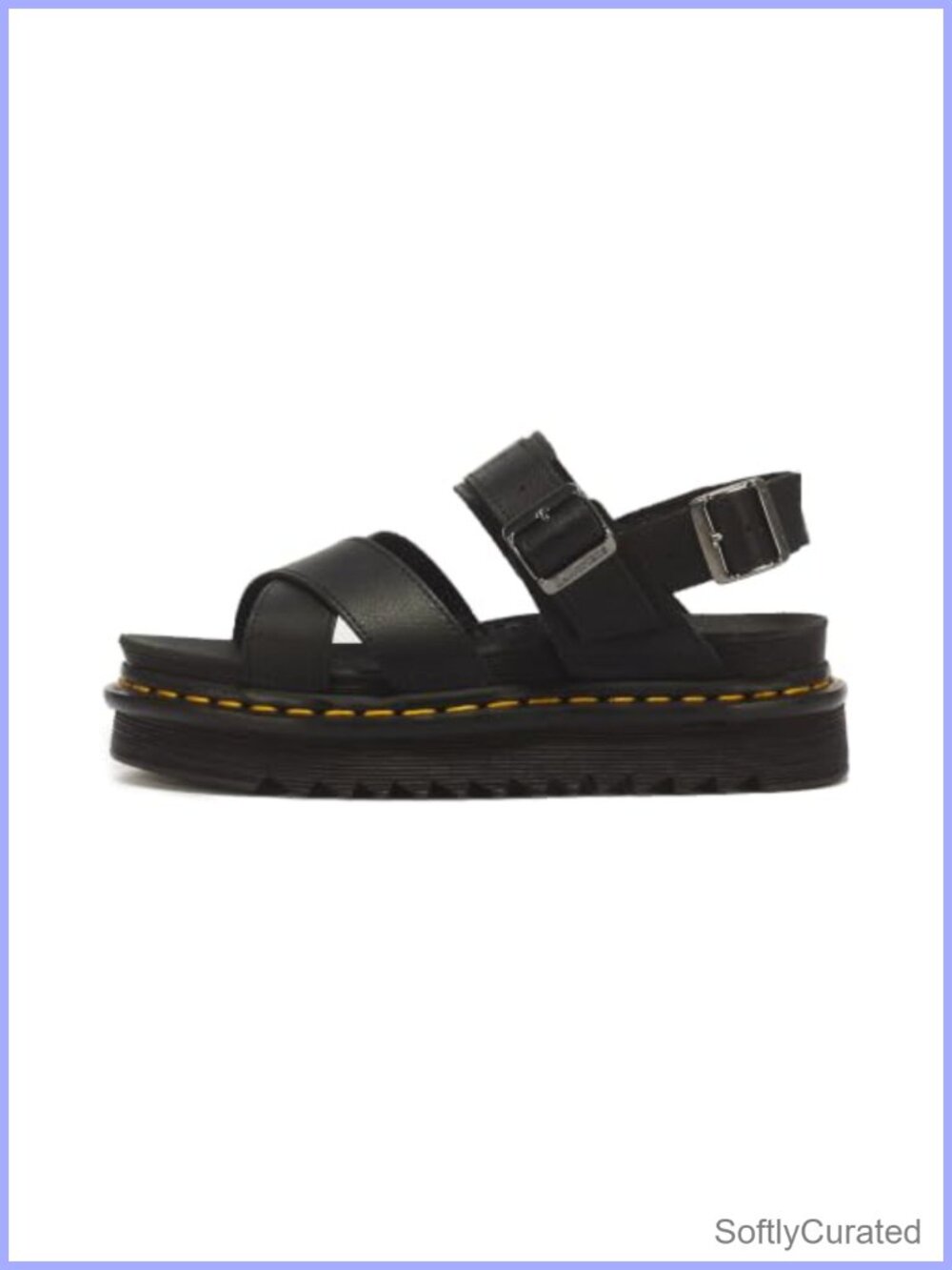 Platform Leather Ankle Strap Sandal Memory Foam Comfort Buckle